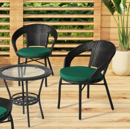Image of PRATHAM India 2+1 Outdoor Indoor Patio Set Bistro Set Rattan Set Lawn Balcony Hall Outdoor Garden Chair Table Set (Black & Green)