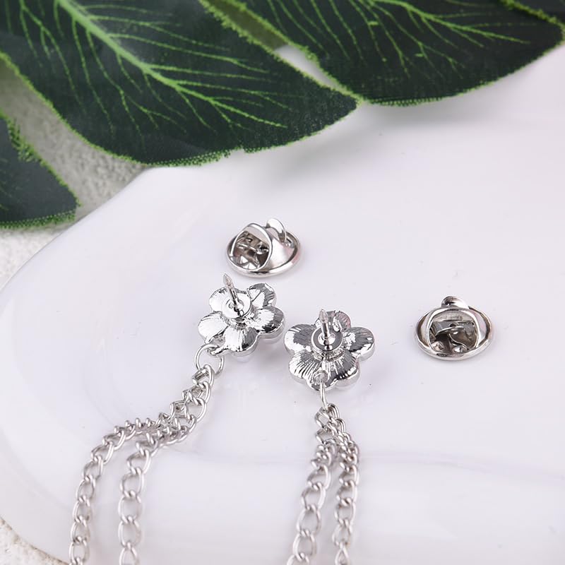 Image of Pearl Brooch Pins Tassel Chain Brooch Collar Pins Lapel Pins for Men Women Dress Shirt Collar Chain Suit Collar Brooch Hanging Chain Lapel Pin for Men Suits Tuxedo Shirt Accessories