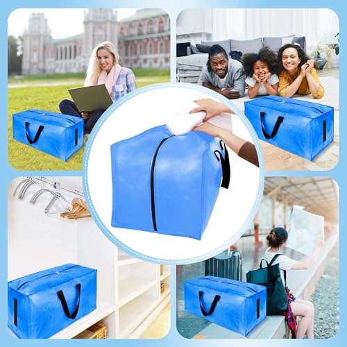 Image of HOMESURE 12 Pack Large Strong Moving Bags with Zippers & Carrying Handles - Water-Resistant - Heavy Duty Storage Tote for Space Saving, Fold Flat, Alternative to Moving Box (Multicolored)