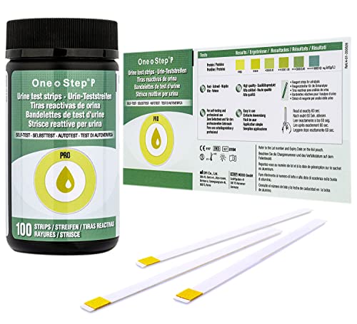 100 x One+Step Test delle Urine per le Proteine con Cartella colori di riferimento I Strisce reattive per le Urine per rilevare le Proteine nelle urine I Test di Salute per Diabete e Danno renale