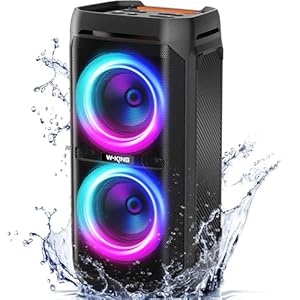 W-KING 220W Peak Party Bluetooth Speaker Large, Deep Bass 115 dB Loud Speaker Wireless Boombox, IPX6 Waterproof Portable Speaker Outdoor Big Subwoofer/24H/V5.3/MIC-GTR in/RGB Lights/Echo/EQ/TF/USB/AUX