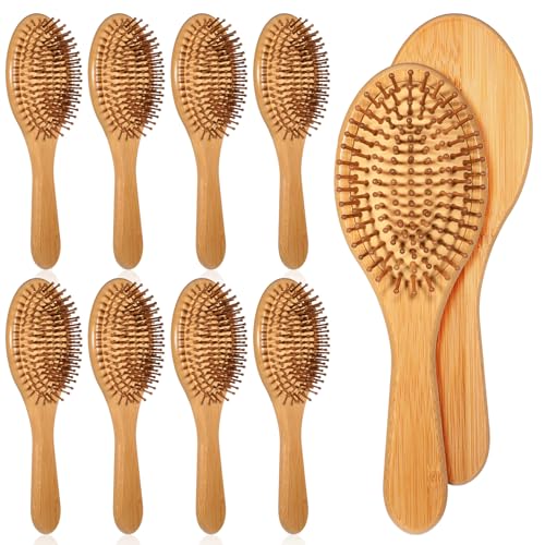 10 Pack Bamboo Hair Brushes for Detangling and Massage