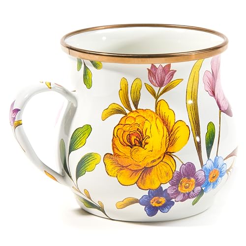 Taza esmaltada MacKenzie-Childs 16 onzas blanco miniatura 1