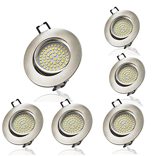 LED Einbaustrahler ultra Flach, Vaxiuja Led Einbaustrahler Dimmbar Flach 5W Downlight Für Decken, Schränke Dimmbar Kein Blitzlicht 6er Pack (Naturweiß)