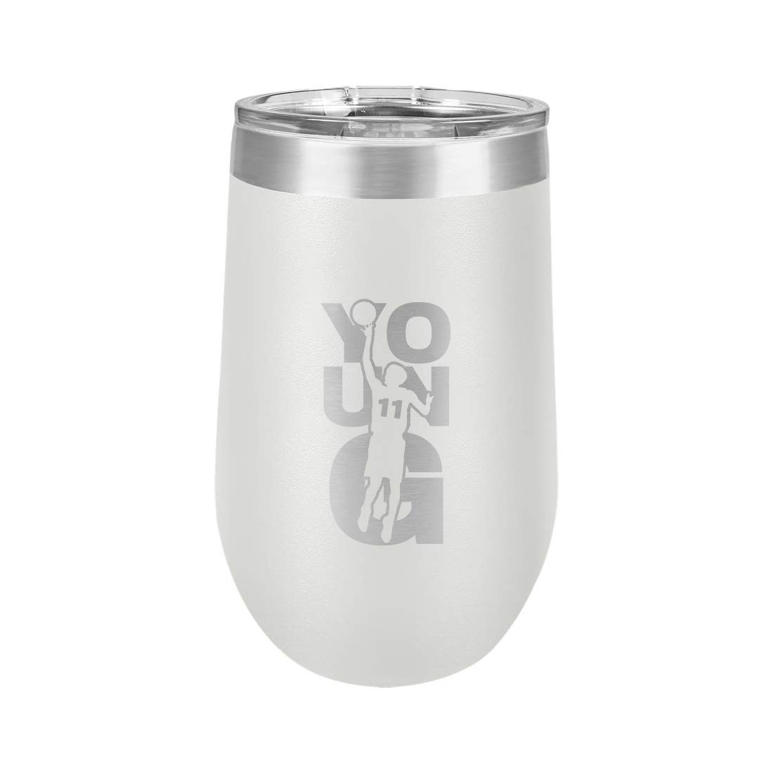 Basketball Sports Athletic Player Young #11 - Polar Camel 16 oz. Vacuum Insulated Stemless Tumbler w/Lid (White)