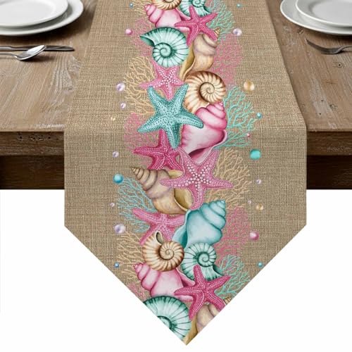 Pink Starfish Abstract Table Runners 120 Inches Long, Farmhouse Dress
