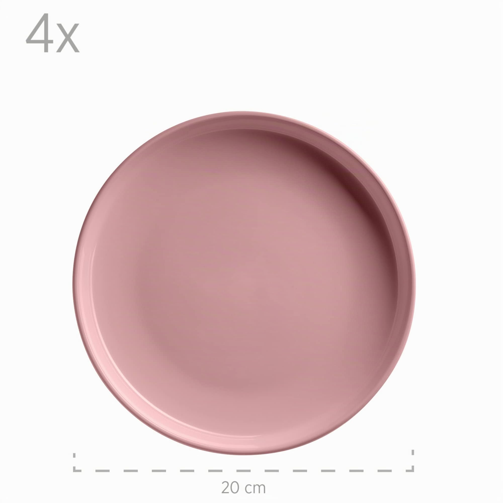 MÄSER 934005 Serie Alenia - Vajilla para 4 personas con diseño moderno escandinavo, 16 piezas de cerámica en color rosa, gres