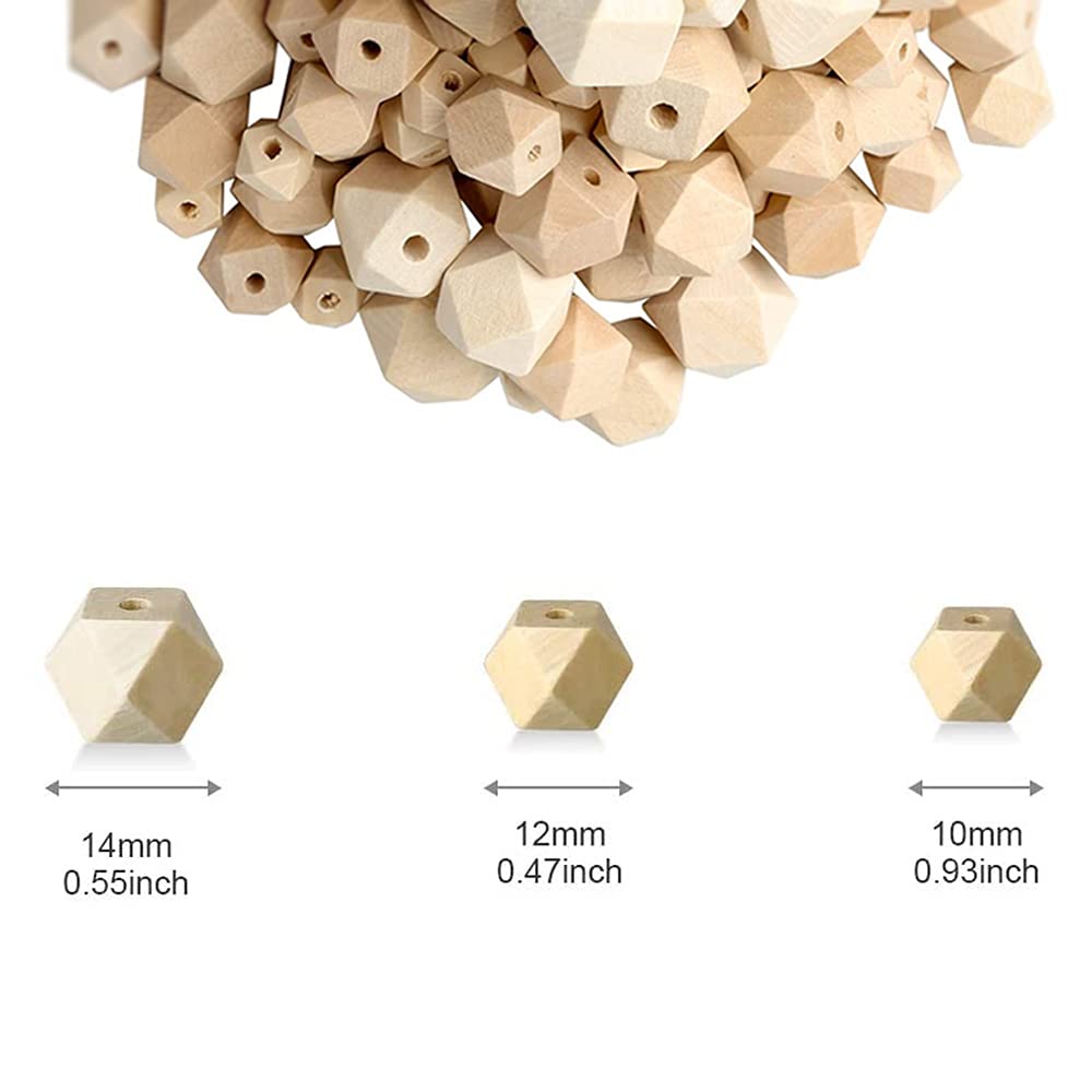 N/S 6QTA 120 Perline Geometriche In Legno Ottagonali Per Bijoux E Fai Da Te - 10/12/14 Mm, Non Dipinte, Foro Passante, Per Collane Bracciali