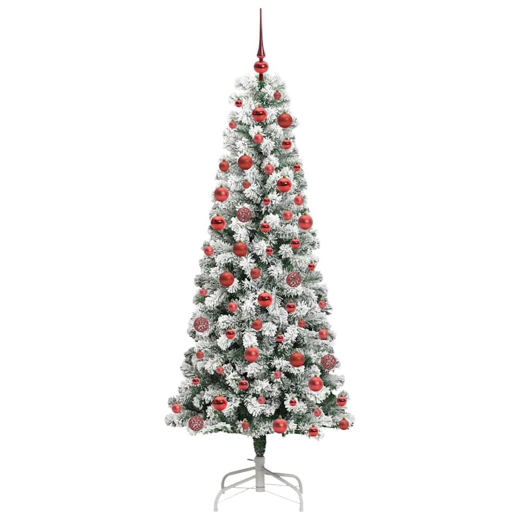 Albero di Natale artificiale pieghevole verde e bianco, 180 cm, con striscia LED, 300 LED, USB 5 V, supporto in metallo, per soggiorno, interni ed esterni protetti