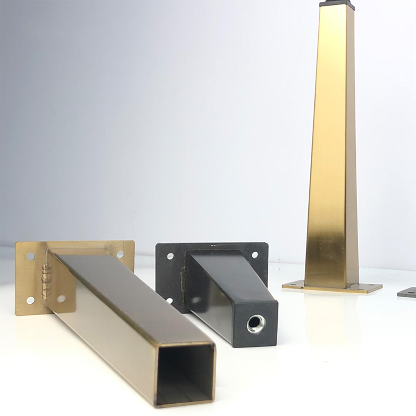 Patas de Mesa Regulables, 4 Piezas Pies de Muebles Regulables Pies Mesa Dorado Cepillado Patas Armario Acero Inoxidable | Galvanoplastia Pata para Cama Altura: 7-61cm Pata de Sofá Gabinete 31cm/12.2"