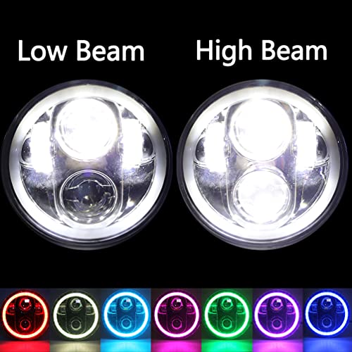Image of ROCCS Chrome 5.75 inch LED Motorcycle Headlight, 5-3 /4 Multicolor Headlamp with For Har-ley Dyna Sportster Softail Street Bob Iron 883 72 48