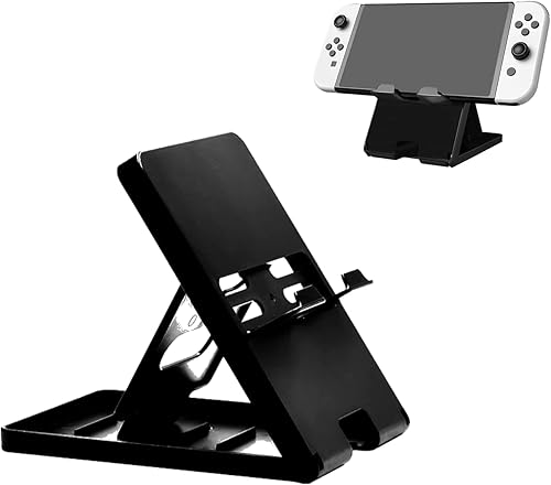 UDEE Soporte para Nintendo Switch cubierta de vapor teléfono iPad soporte plegable portátil antideslizante ajuste de ángulo de 4 niveles color negro