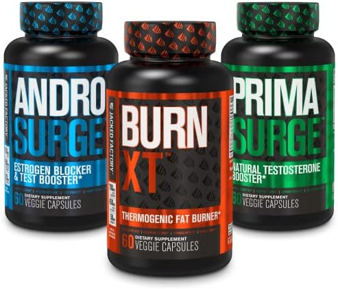 Jacked Factory Androsurge Estrogen Blocker for Men + Primasurge Testosterone Booster for Men + Burn XT Burn-XT Thermogenic Fat Burner – Appetite Suppressant for Weight Loss Jacked Factory Androsurge Estrogen Blocker for Men + Primasurge Testosterone Booster for Men + Burn XT Burn-XT Thermogenic Fat Burner – Appetite Suppressant for Weight Loss