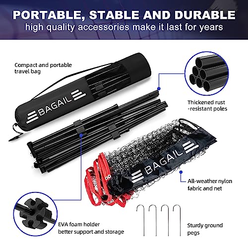 BAGAIL Badminton Net, Foldable Nylon Net 17 ft Wide, Hieght Adjustable Stand and Portable Carry Bag, Easy to Assemble or Disassemble, Ideal Sports Net for Tennis, Badminton or Volleyball - Red by BAGAIL - Image 3