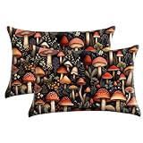 GABraden Microfiber Pillow Cases 2PCS,Floral Print Pattern Pillow Cover Set with Hidden Zipper,Lightweight and Breathable,Standard Size 20'X 26' Pillow case (20-Mushroom., Standard（20'x26'）)