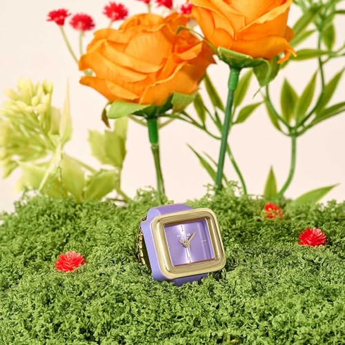 Image of Sonata Poze 7 Analog Purple Dial Golds heet Metal Ring Strap Watch for Women - SP80143KM03W