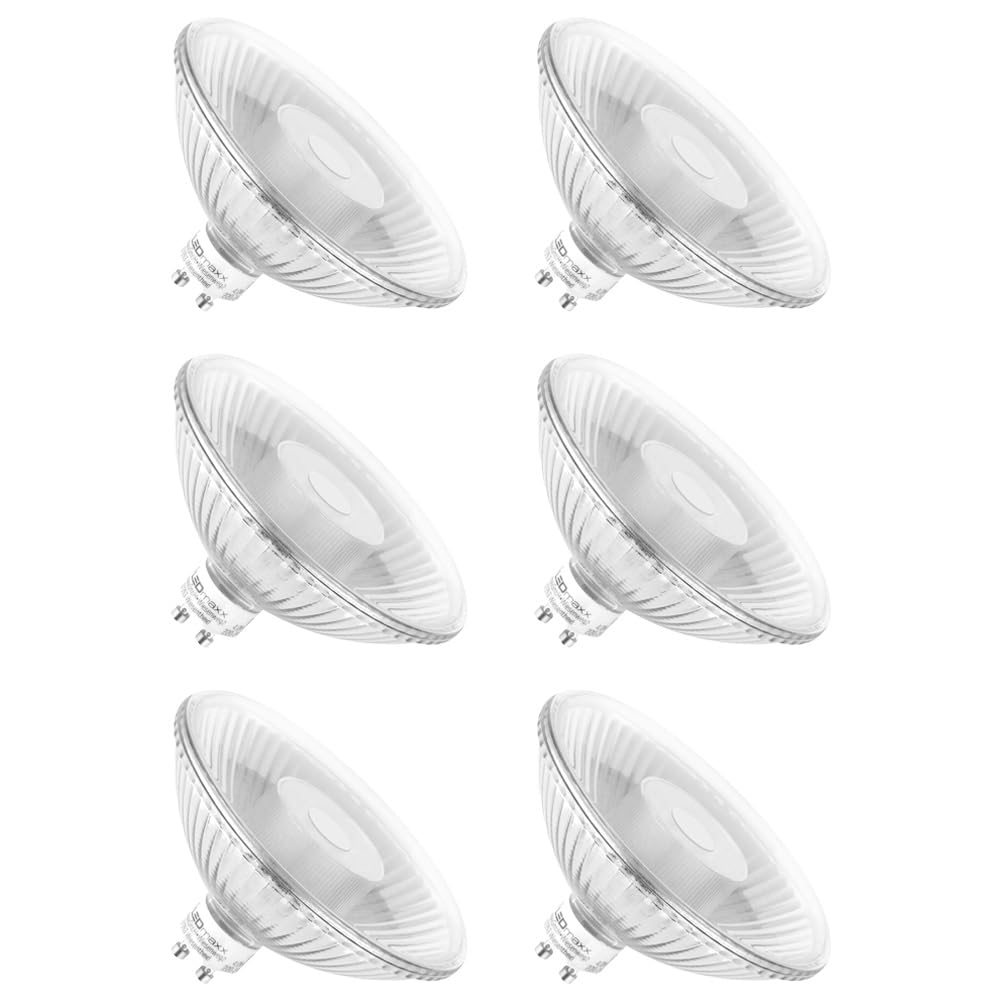 NCC-Licht 6 x LED Leuchtmittel Glas Reflektor QPAR111 6,5W GU10 465lm warmweiß 2700K flood 24° DIMMBAR