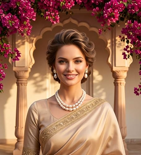 Image of Mansiyaorange Double Layered Glass Pearl Mala Neckalce with Kundan Earrings Jewelry Set