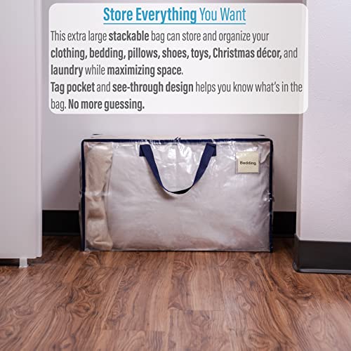 Veno 8 Pack Heavy Duty Oversized Storage Bag For Moving, College Dorm, Traveling, Camping, Christmas Decorations, Packing Supplies, Organizer Tote, Reusable And Sustainable (Clear, 8 Pack) #TOP2