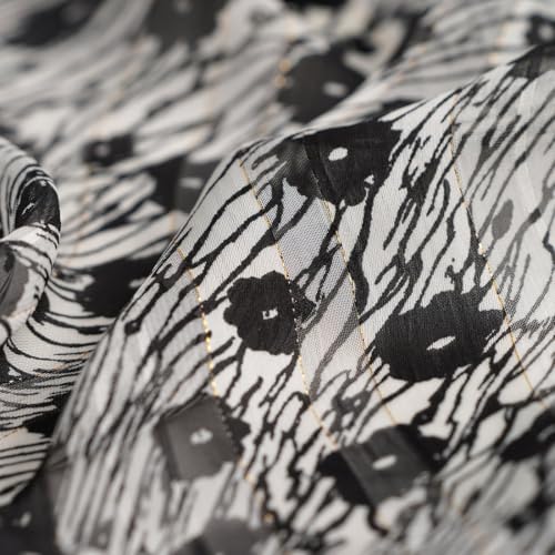 Chiffon Polyester Blumen schwarz weiß