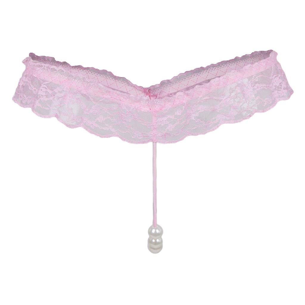 Womens Sheer Lace Pearl Mini G-string Briefs Panties Underwear T-back Pink-image-31