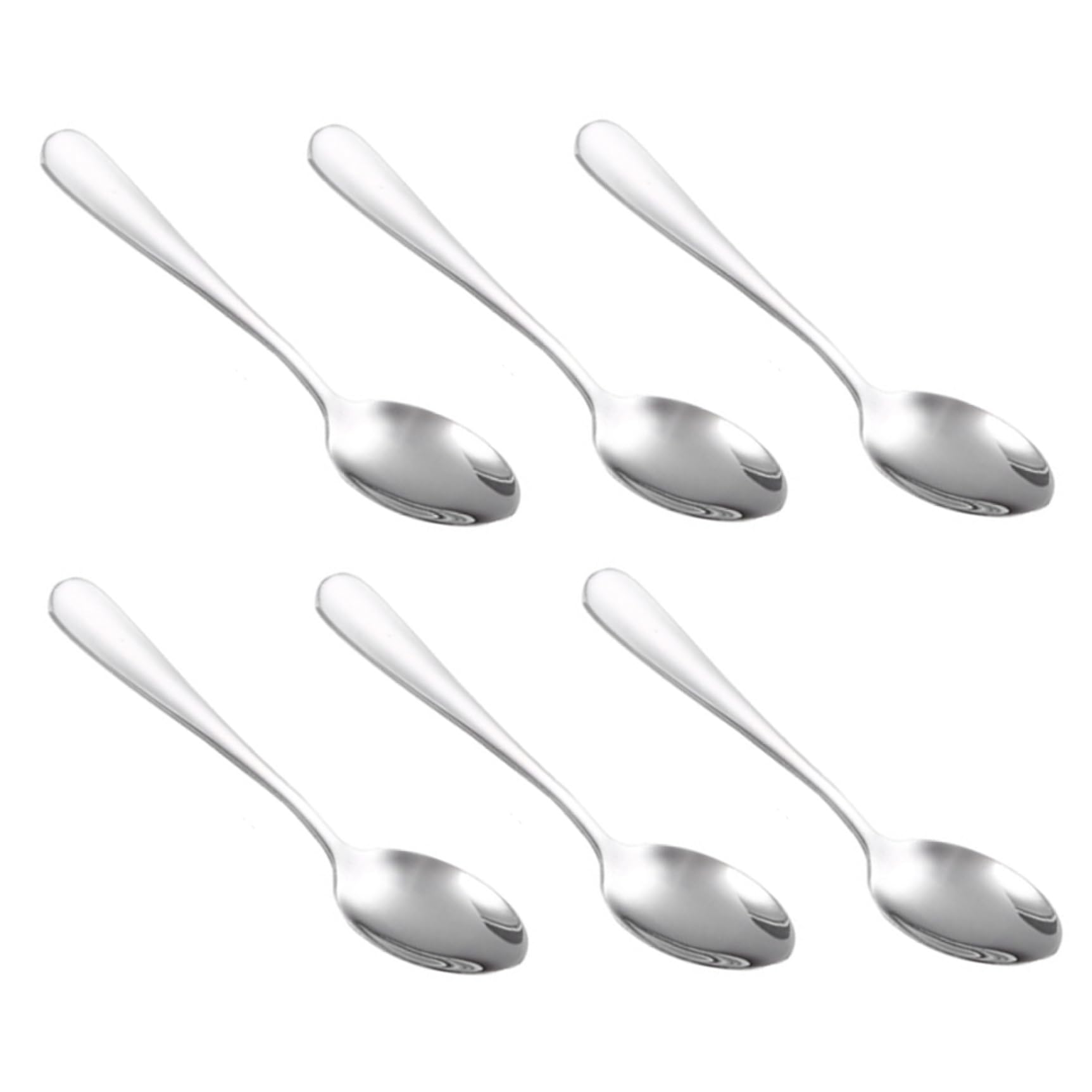 Cucharas de café (6 unidades), de acero inoxidable, de 5 pulgadas, pulidas como espejo, con mango, pequeñas. ，Cucharas de acero inoxidable