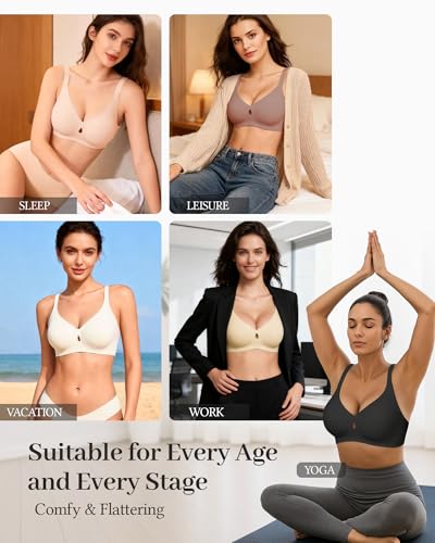 Image of Smooth V Jelly Bras for Women No Underwire Seamless Plunge Bralettes T Shirt Sleep Everyday Bra with Bra Extender