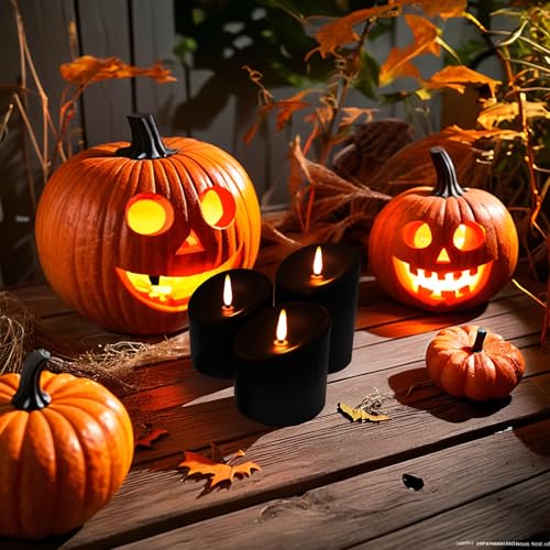 Image of Black Flameless Candles, Battery Operated Candles, LED Pillar Candles with Remote Control and Timers