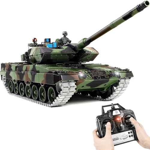 1/16 RC Tank, Heng Long German Leopard 2 A6 RC Battle Army Toy with Smoke, Sound, Light, 2.4G Remote...