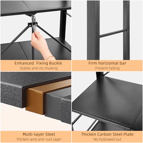 Funest 001 Storage Shelves, 4 Tier Foldable Metal Shelves, 800Lbs Large Capacity Storage Rack, Heavy Duty No Assembly Standing Shelves Unit thumb #5