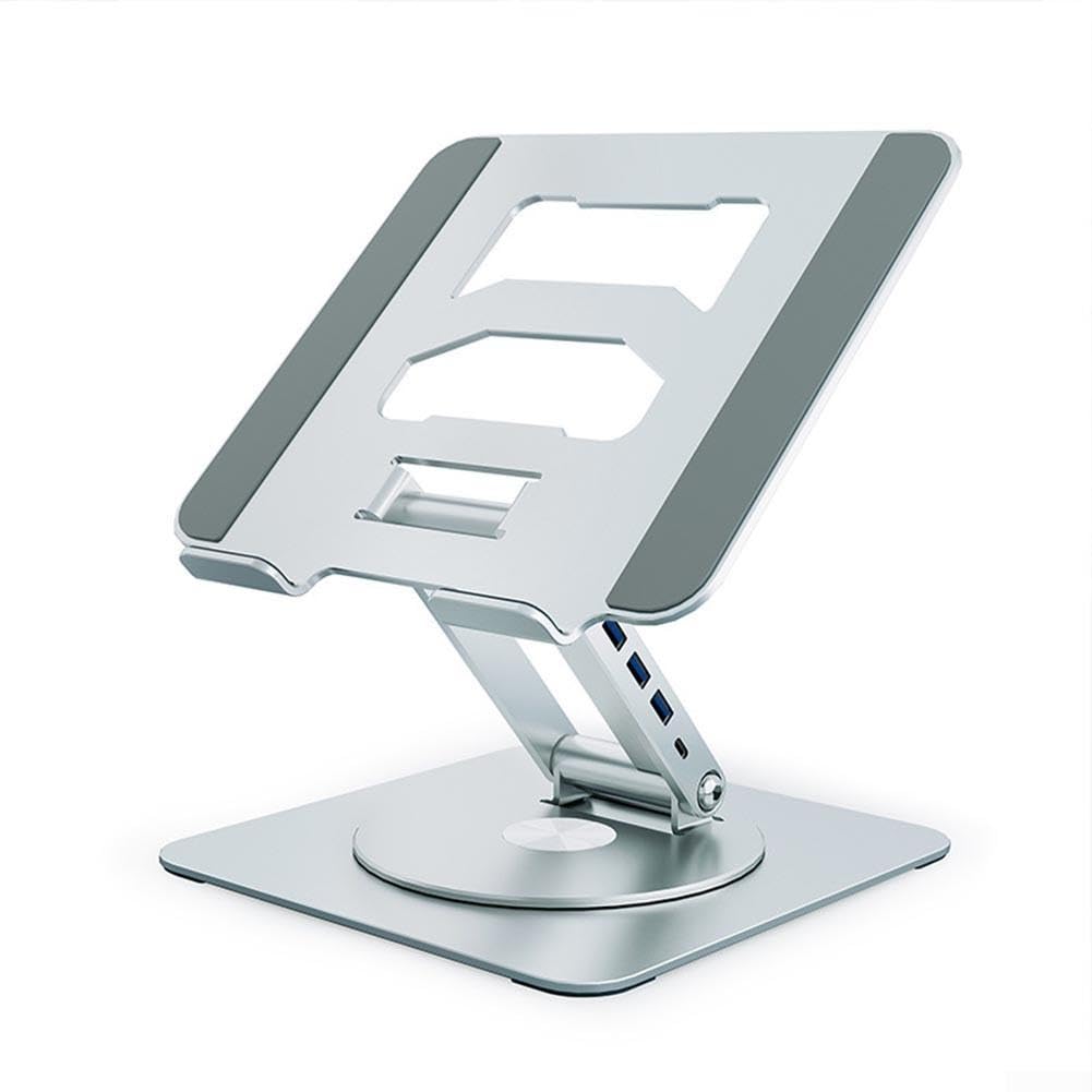 Soporte para portátil de aleación de aluminio con base giratoria de 360° y