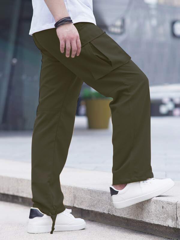 HUNGSON Mens Cargo Pants Drawstring Casual Hiking Pants Joggers Athletic Trousers Cotton Loose Straight Sweatpants for Men - Image 6