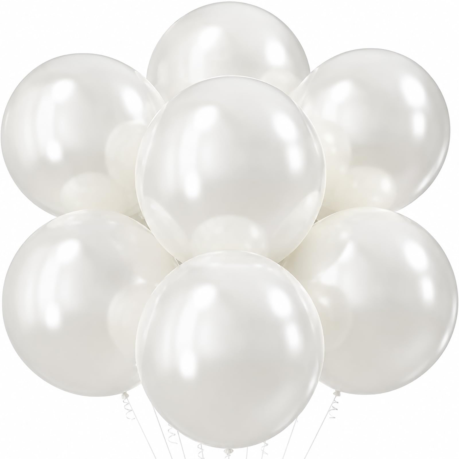 18 Inch Pearl White Balloons, 15 Pcs Large White Balloons, Round Latex Party Balloons for Wedding Anniversary Bridal Shower Birthday Baby Shower Party Decorations