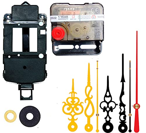 Image of Silent Pendulum Type Quartz Clock Moviment Mechanism 12 MM Sweep Silent Motor DIY Kit (Needles : Antique Black,Gold,Red) (Black,red 3)