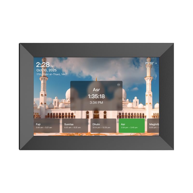 SyncGo Digital Islamic Hijri Calendar Prayer Clock Smart Azan Timer with Dual Calendar Display Quran Audio Scheduler Location-Based Prayer Times