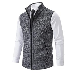 Générique Homme Gilet Zippé Chandail Pull sans Manche Automne Classique Gentleman Tricots Cardigans Débardeurs Doublure Polaire Gilets Pulls