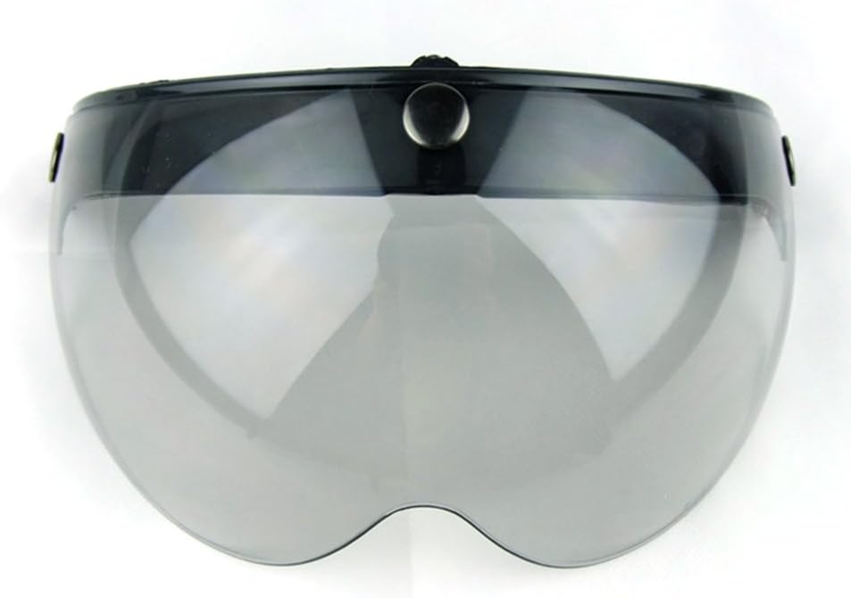 Motorcycle Retro Pilot-Style Open Face Helmet Wind Shield 3 Snap-Button Visor Flip Up Down(Light Smoke)