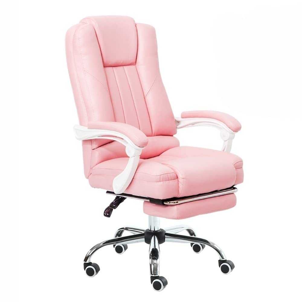 Tuklye Racing Gaming Computer Office Chair，Sedentary is Not Tired Boss Chair， Comfortable and Reclined Study Chair， Height Adjustable， Bearing Weight 150kg Unisex Relaxing (Color : Pink)