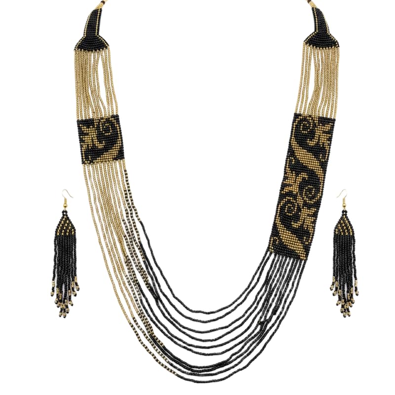 Collar Gerdan ucraniano y pendientes árabes medianoche de cuentas LKBEADS