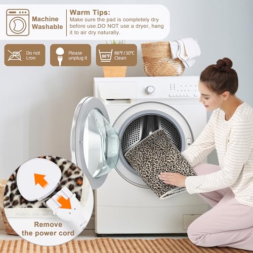 Image of Deepsoon Heating Pad,Electric Heating Pads for Back,Neck,Moist Heating Pad for Abdomen Shoulder Knee Legs,Dry /Moist Heat&Auto Shut Off,Mother's Day Birthday for Men and Women,Leopard Print,24x20 Inch