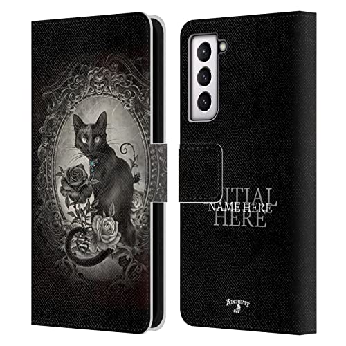 Coque Samsung S21 5G en cuir Alchemy Gothic personnalisé avec nom