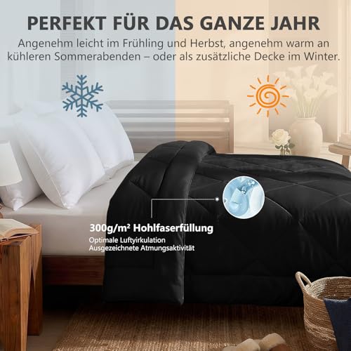 CozyLux Bettdecke 135x200 cm Schwarz für 4 Jahreszeiten – Ansicht 3