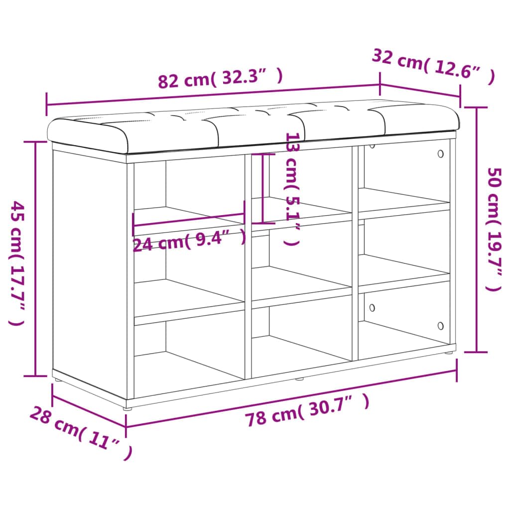vidaXL Zapatero Madera de ingeniería Negro 82x32x50 cm