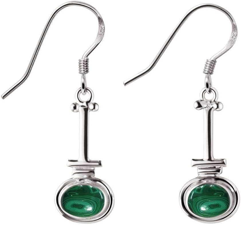 Natural Gemstones Dangle Earrings for Women – 925 Silver Plated Handmade Drop Earrings – Oval Stone Lightweight Birthstone Fashion Jewelry – Gift for Daily Wear, Birthday or Special Occasions