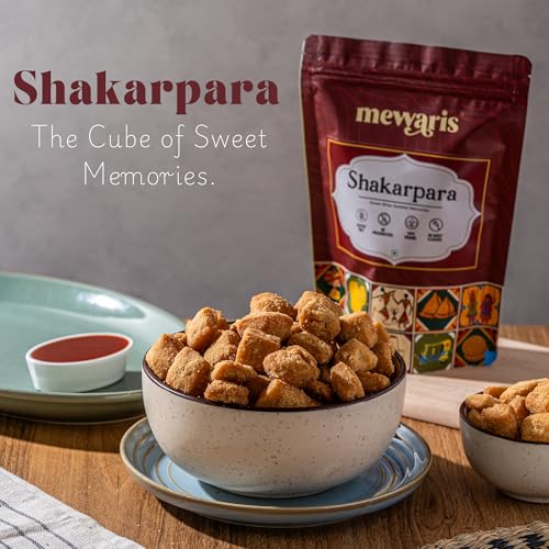 Image of MEWARIS Shakarpara Sweet Snack | Traditional Indian Namkeen | Crispy Sugar Coated Bites | Tea-Time Munching Snack for Adults | Festive Mithai | Crunchy Sweet Treat | 250g Pack of 1