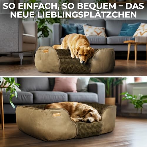 BOUCHABEL Kuscheliges Hundebett – Hundekissen, Hundekorb, Hundebett für kleine Hunde, weiche Hundecouch, waschbar und rutschfest, Füllung aus PP‑Baumwolle und geschreddertem Schaumstoff