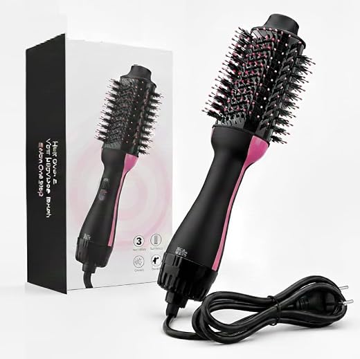 Hot Air Brush, Professional 4-in-1 One-Step Hair Dryer & Volumizing Styler | Anti-Scald Nylon Bristles with Ionic Technolo...