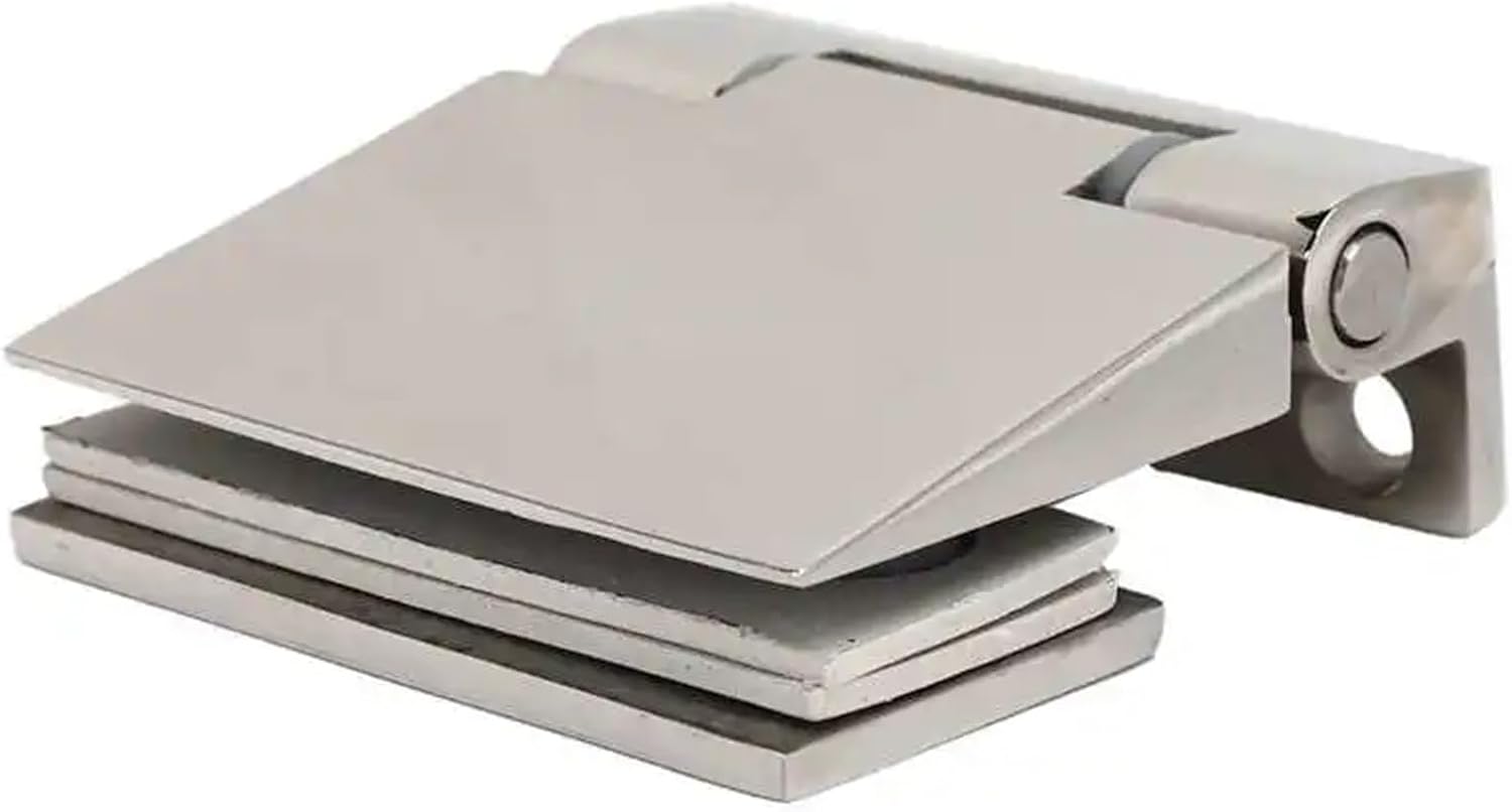 Single side slanted stainless steel hinge for bathroom glass door, hardware for home office furniture and windows.