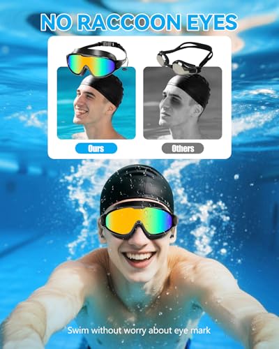 Image of Aegend New Adult Wide View Swim Goggles, Anti-Fog /UV No Leak Swimming Goggles with Ear Plugs for Men & Women