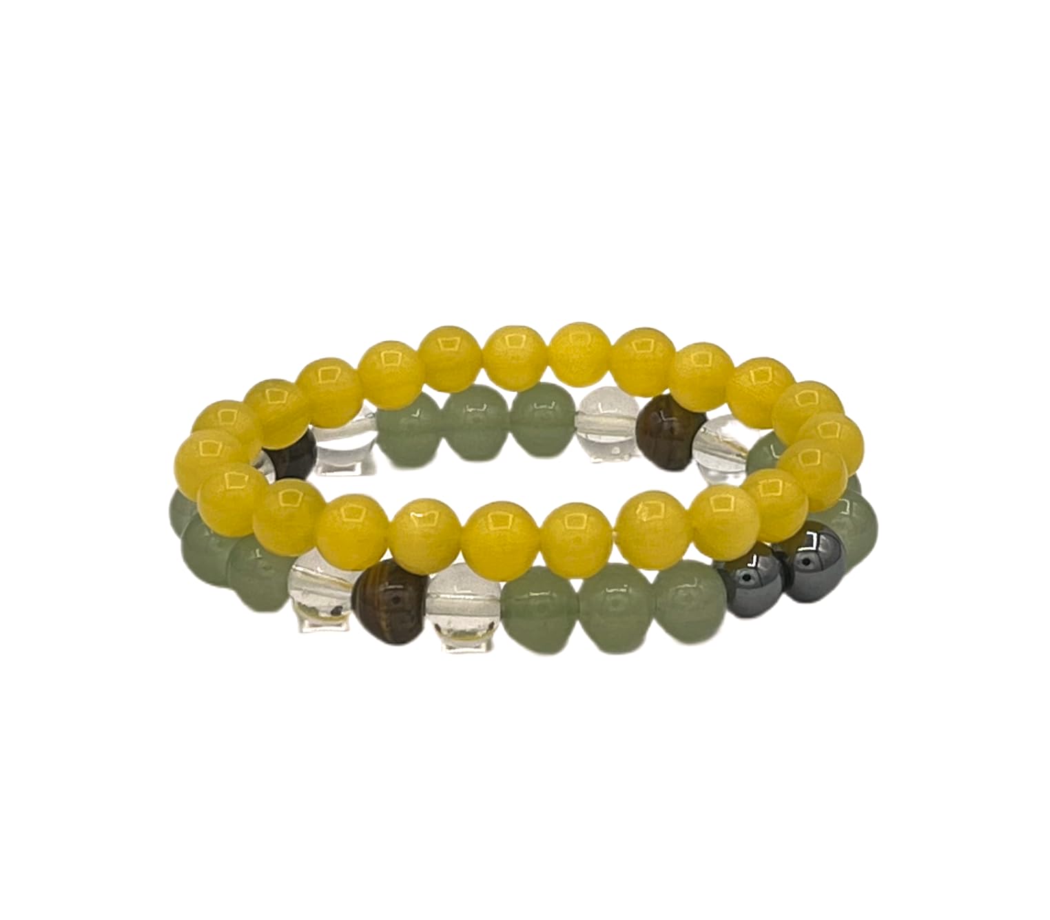 Bracciale In Pietre Naturali Donne – Eleganza Francese Con Citrino, Quarzo Rosa E Giada, Perle 8mm, Elastico 18 Cm, Regalo In Sacchetto Di Cotone - 2